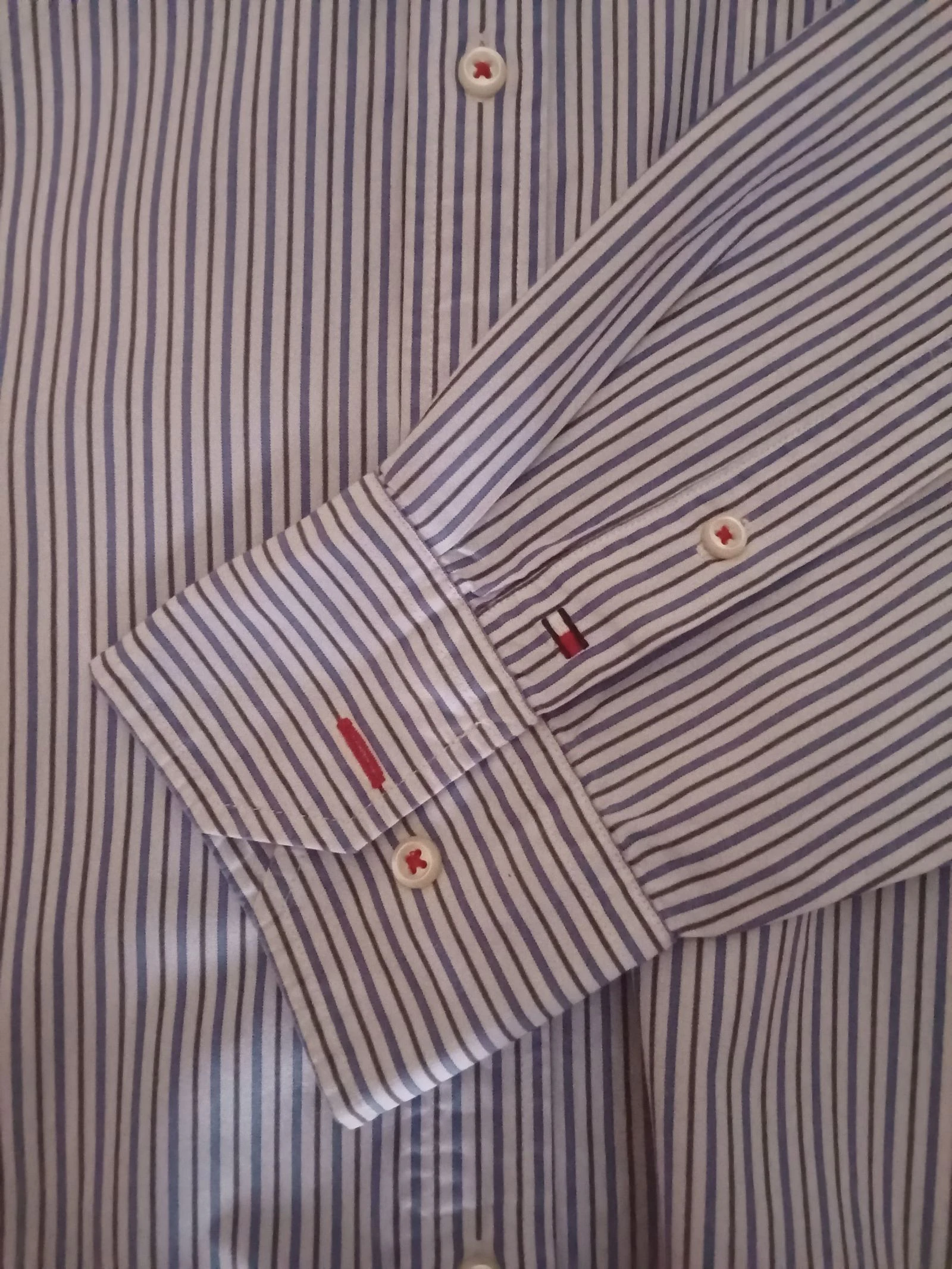 Camisa de homem riscas azuis e brancas tamanho XL nova 100% algodão – photo 10